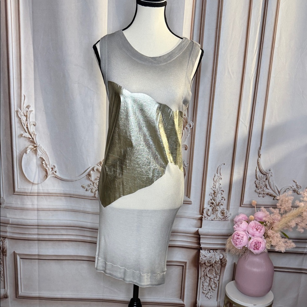 Elegant grey cream and Gold Women's Dress